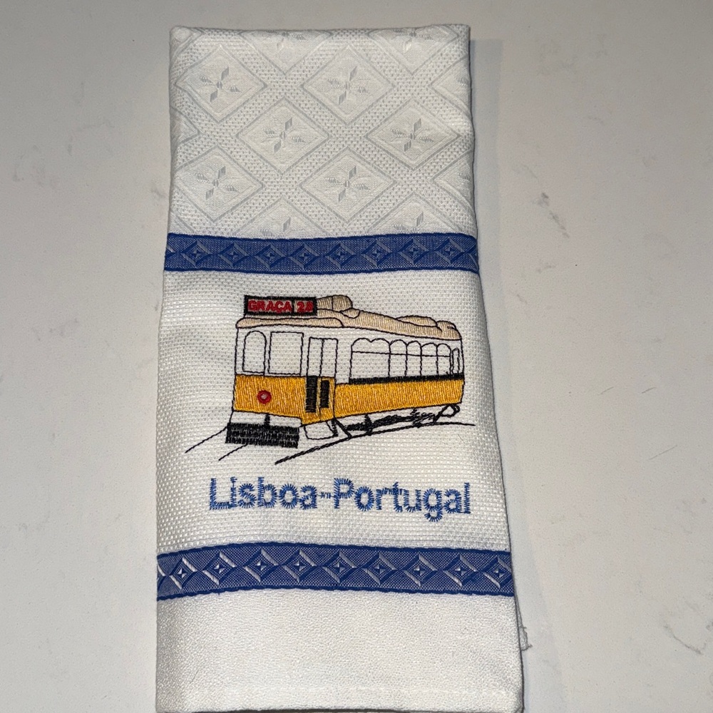 Lisboa Portugal Embroidered Tea Towel